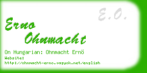 erno ohnmacht business card